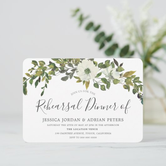 Green Leaf Rustic Country Rehearsal Dinner Kaart (Staand voorkant)