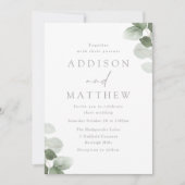 Green Leaf Sage Elegant Modern Wedding Kaart (Voorkant)