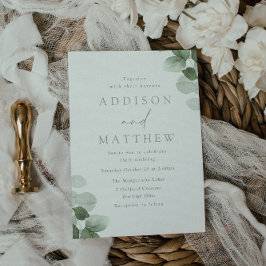 Green Leaf Sage Elegant Modern Wedding Kaart