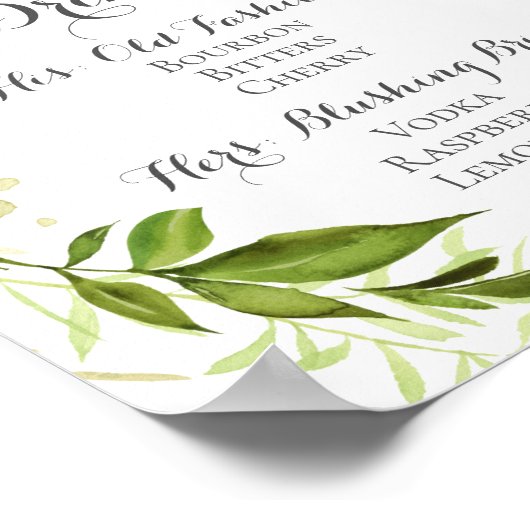 Green Leaf Signature Drink Cocktail Sign, Rustic Poster (Hoek)