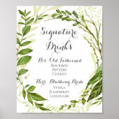 Green Leaf Signature Drink Cocktail Sign, Rustic Poster (Voorkant)