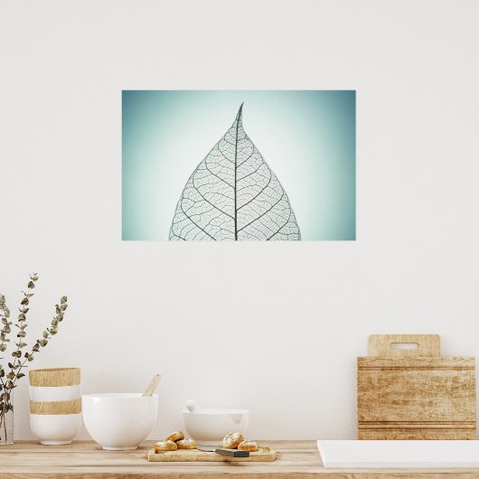 Green Leaf Skeleton Poster (Keuken)