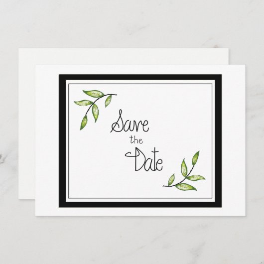 Green Leaf sparen de Datum Save The Date (Voorkant / Achterkant)