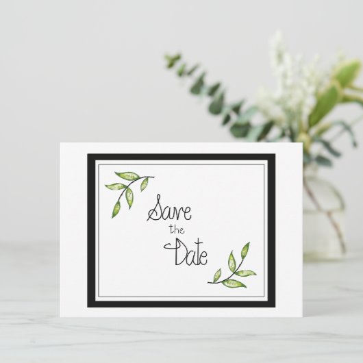 Green Leaf sparen de Datum Save The Date (Staand voorkant)