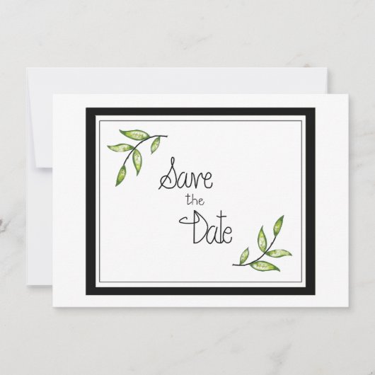 Green Leaf sparen de Datum Save The Date (Voorkant)