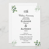 Green Leaf' Standaard 15e bruiloft Jubileum Kaart (Voorkant / Achterkant)