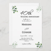 Green Leaf' Standaard 40e bruiloft Jubileum Kaart (Voorkant / Achterkant)