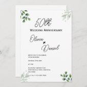 Green Leaf' Standaard 50e bruiloft Jubileum Kaart (Voorkant / Achterkant)