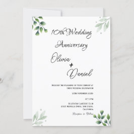 Green Leaf' Standard 10th Wedding Anniversary  Kaart