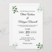 Green Leaf' Standard 25th Wedding Anniversary  Kaart (Voorkant / Achterkant)