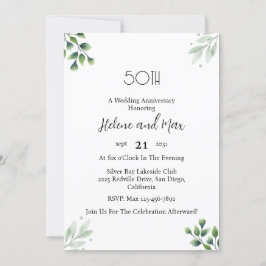 Green Leaf' Standard 50th Wedding Anniversary  Kaart