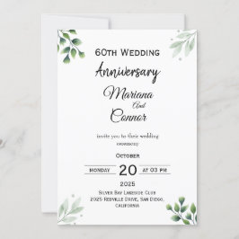Green Leaf' Standard 60th Wedding Anniversary  Kaart