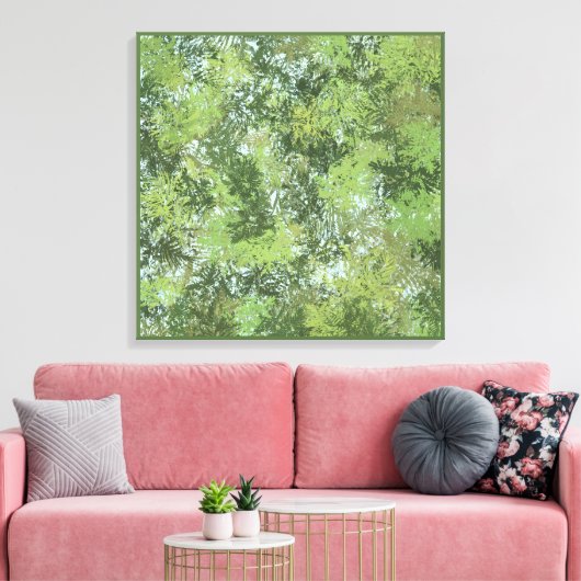 Green Leaf Trees With Blue Sky Peaking Through Art Canvas Afdruk (Insitu (Woonkamer))