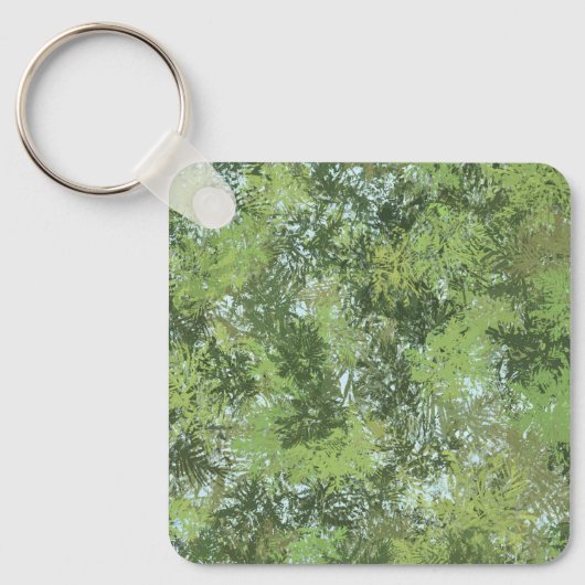 Green Leaf Trees With Blue Sky Peaking Through Art Sleutelhanger (Voorkant)