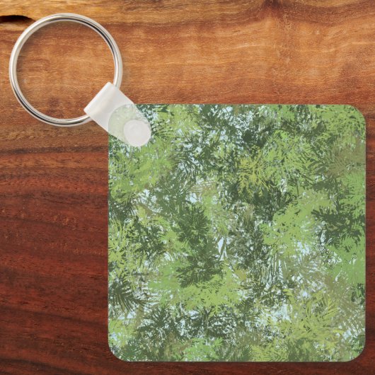 Green Leaf Trees With Blue Sky Peaking Through Art Sleutelhanger (Voorkant)