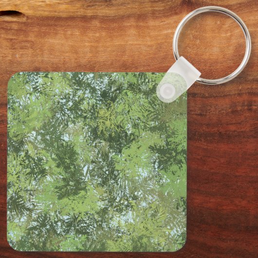 Green Leaf Trees With Blue Sky Peaking Through Art Sleutelhanger (Achterkant)