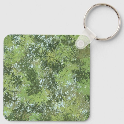 Green Leaf Trees With Blue Sky Peaking Through Art Sleutelhanger (Achterkant)