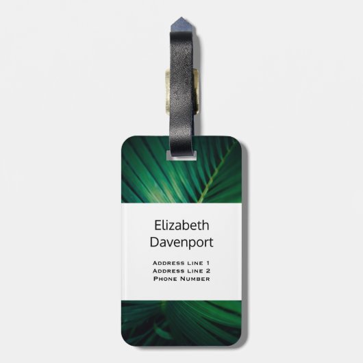 Green Leaf Tropical Forest Natuur Foto Bagagelabel (Achterkant verticaal)