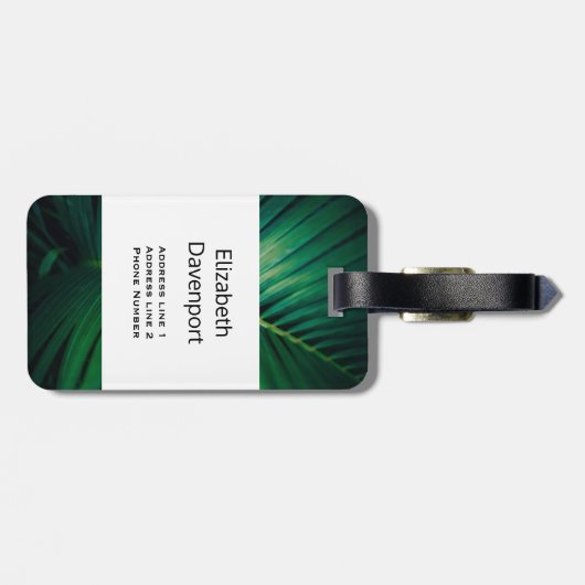 Green Leaf Tropical Forest Natuur Foto Bagagelabel (Achterkant horizontaal)
