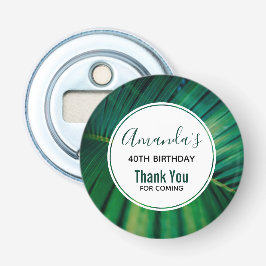 Green Leaf Tropical Forest Natuur Foto Birthday Button Flesopener