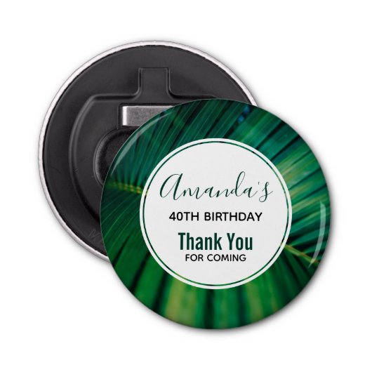 Green Leaf Tropical Forest Natuur Foto Birthday Button Flesopener (Voorkant)