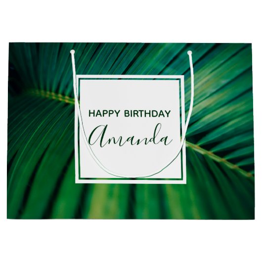 Green Leaf Tropical Forest Natuur Foto Birthday Groot Cadeauzakje (Voorkant)