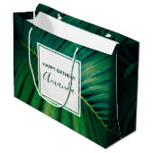 Green Leaf Tropical Forest Natuur Foto Birthday Groot Cadeauzakje (Voorkant Gekanteld)