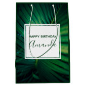 Green Leaf Tropical Forest Natuur Foto Birthday Medium Cadeauzakje (Voorkant)