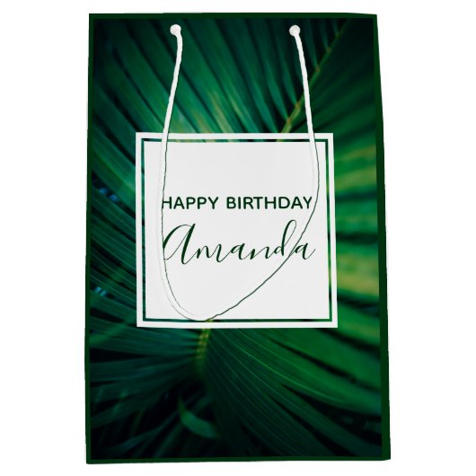 Green Leaf Tropical Forest Natuur Foto Birthday Medium Cadeauzakje (Voorkant)