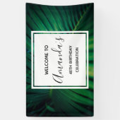 Green Leaf Tropical Forest Natuur Foto Birthday Spandoek (Verticaal)