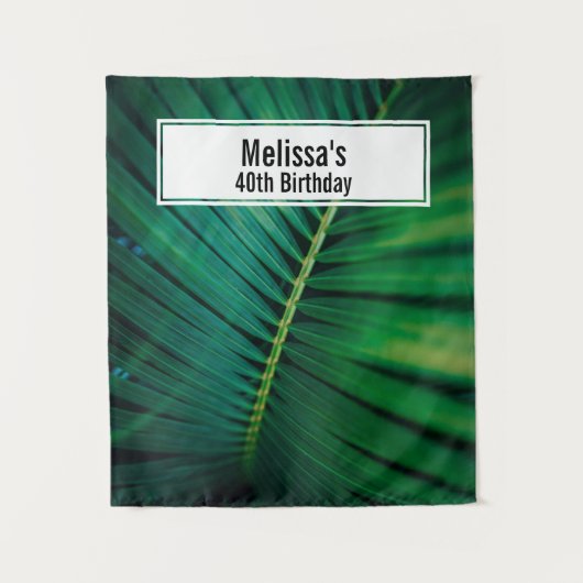 Green Leaf Tropical Forest Natuur Foto Birthday Wandkleed (Voorkant)