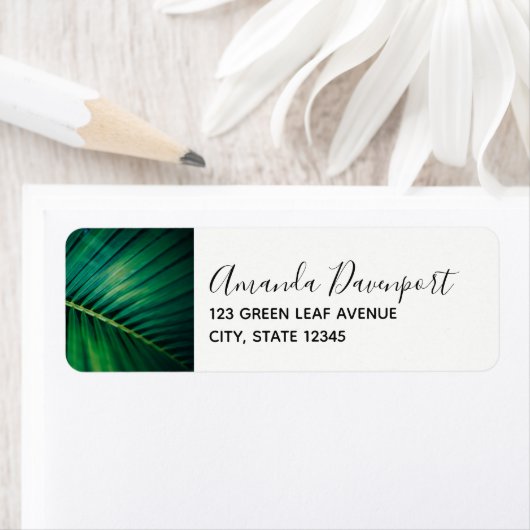 Green Leaf Tropical Forest Natuur Foto Etiket (Insitu)