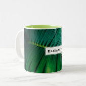 Green Leaf Tropical Forest Natuur Foto Tweekleurige Koffiemok (Voorkant links)