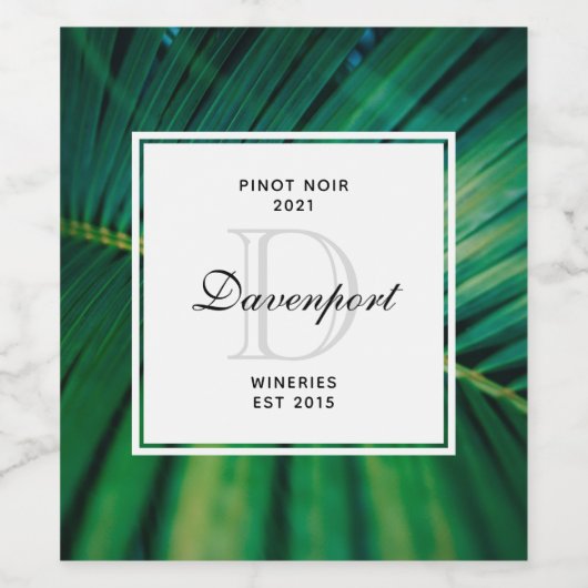 Green Leaf Tropical Forest Natuur Foto Winery Wijn Etiket (Enkel label)