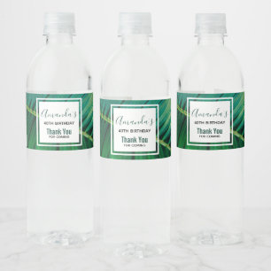 Green Leaf Tropical Forest Natuur PhotoBirthday Waterfles Etiket