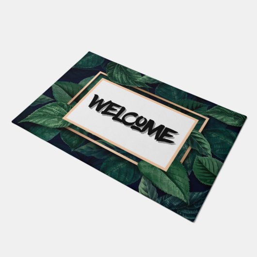 Green Leaf Tropical Welcome Mat (Schuin)