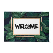 Green Leaf Tropical Welcome Mat