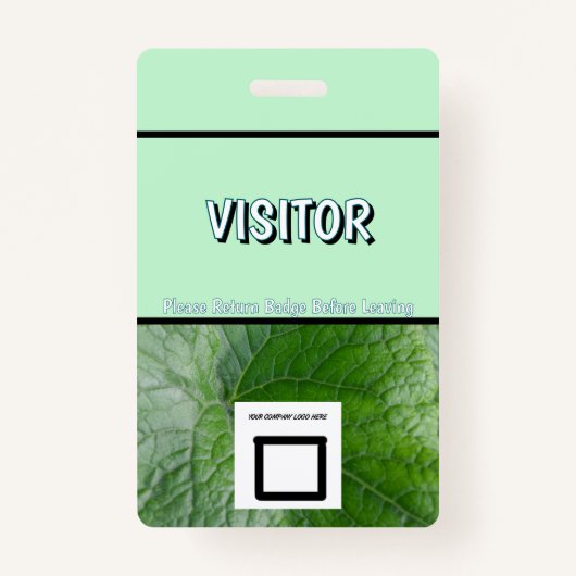 Green Leaf Vein Detail Aangepaste Naam Afbeelding  Badge (Voorkant)