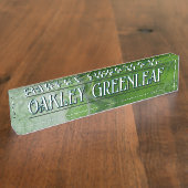 Green Leaf Vein Detail Aangepaste naam en Afbeeldi Naambordje (Zijkant)