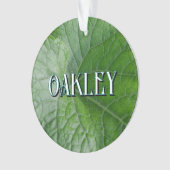 Green Leaf Vein Detail Aangepaste naam en Afbeeldi Ornament (voorkant)