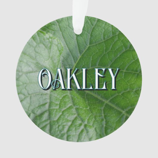 Green Leaf Vein Detail Aangepaste naam en Afbeeldi Ornament (voorkant)