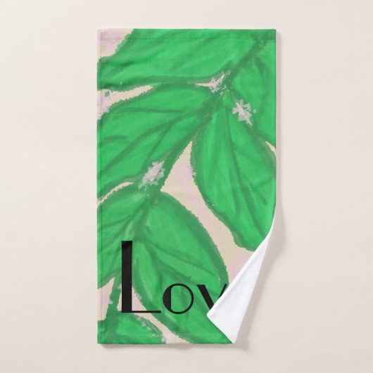 Green Leaf Waterverf Initialen Badhanddoek Set Handdoek (Handdoek)