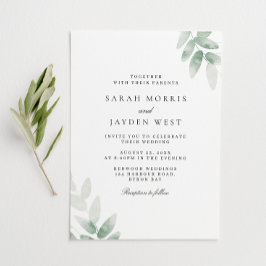 Green Leaf Waterverf Modern Wedding Kaart