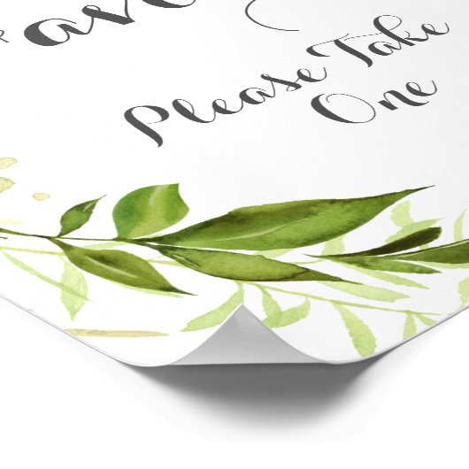 Green Leaf Wedding Favors Sign, Rustic Greenery Poster (Hoek)
