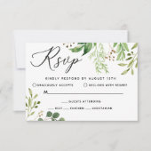 Green Leaf Wedding Response Card RSVP Kaartje (Voorkant)
