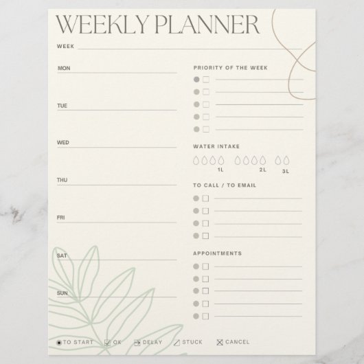 Green Leaf Weekly Planner (Voorkant)