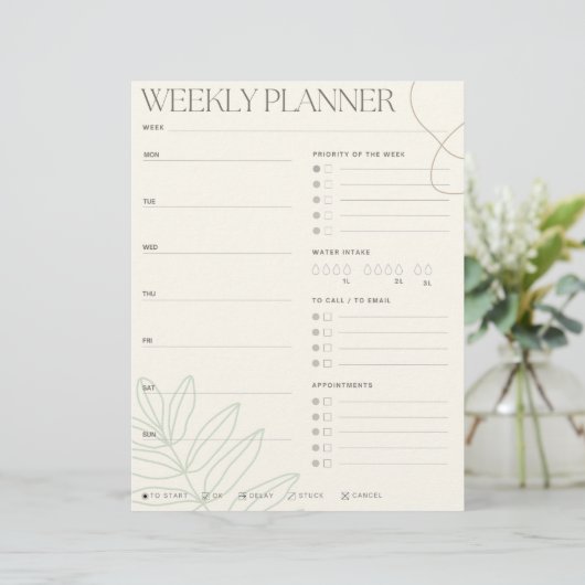 Green Leaf Weekly Planner (Staand voorkant)