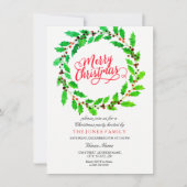 Green Leaf Wreate Family Kerstparty nodigt uit Kaart (Voorkant)