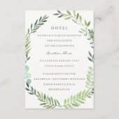 Green Leaf Wreath Bruiloft Hotel Accommodatie Informatiekaartje (Voorkant)