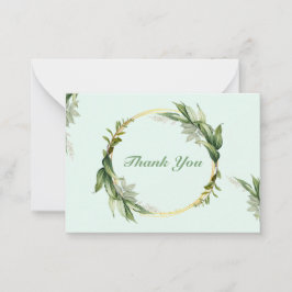 Green Leaf Wreath Corolla Bedankt Notitiekaartje
